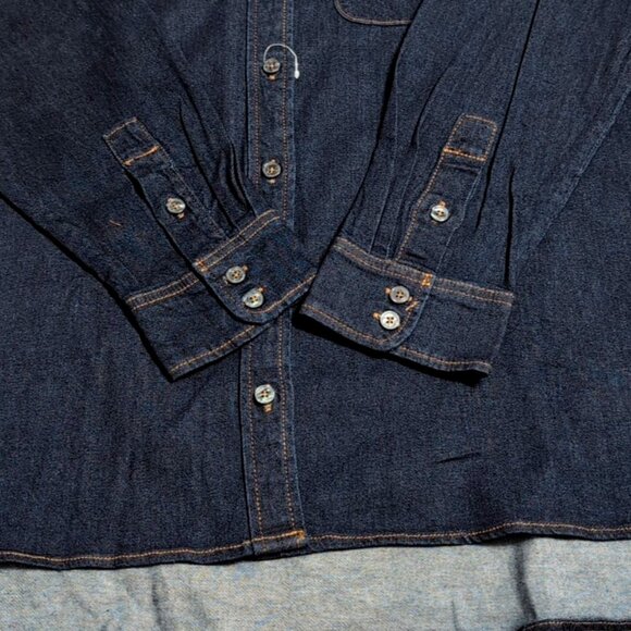Buffalo David Bitton Ladies Darkwash Stretch Denim Shirt sz XXL Relaxed Fit - Picture 4 of 11
